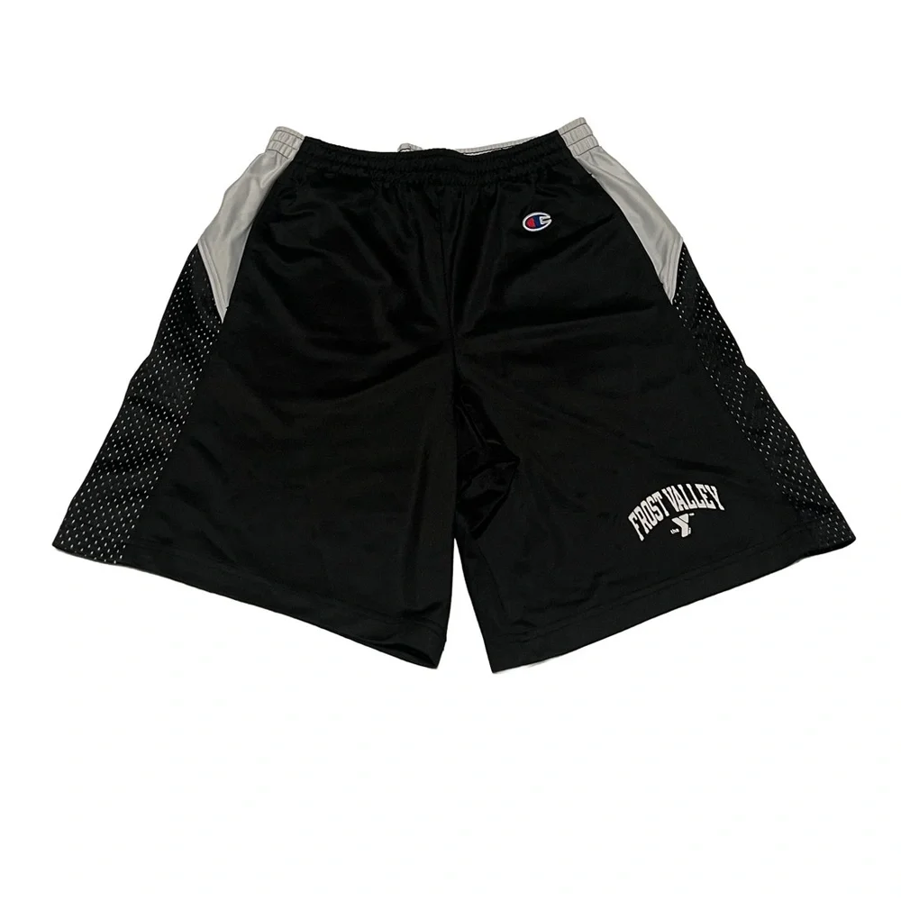 Champion Black and White Boys' Athletic Shorts with Frost Valley Logo